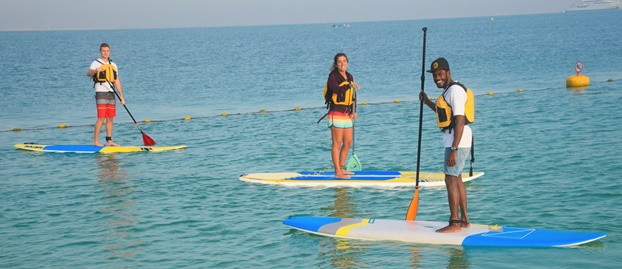 stand on a paddle board