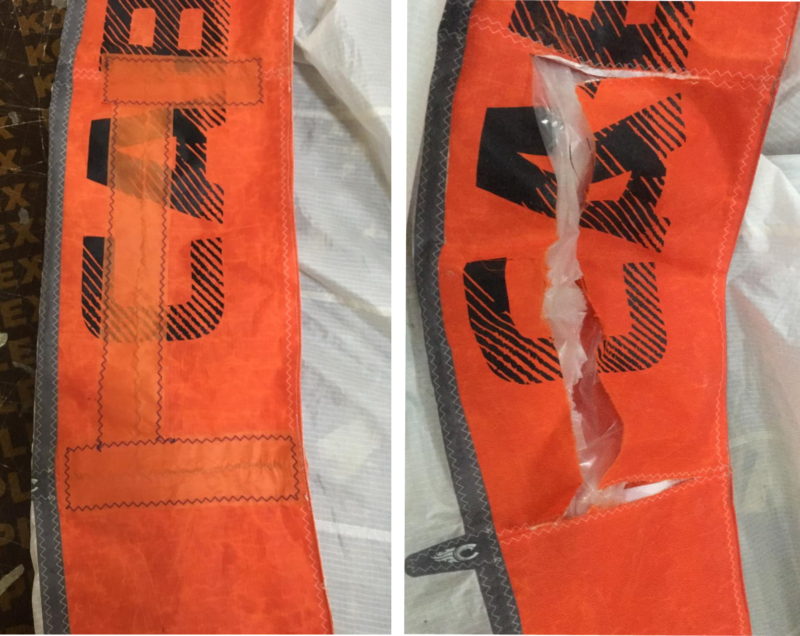 kite leading edge repair and stitching