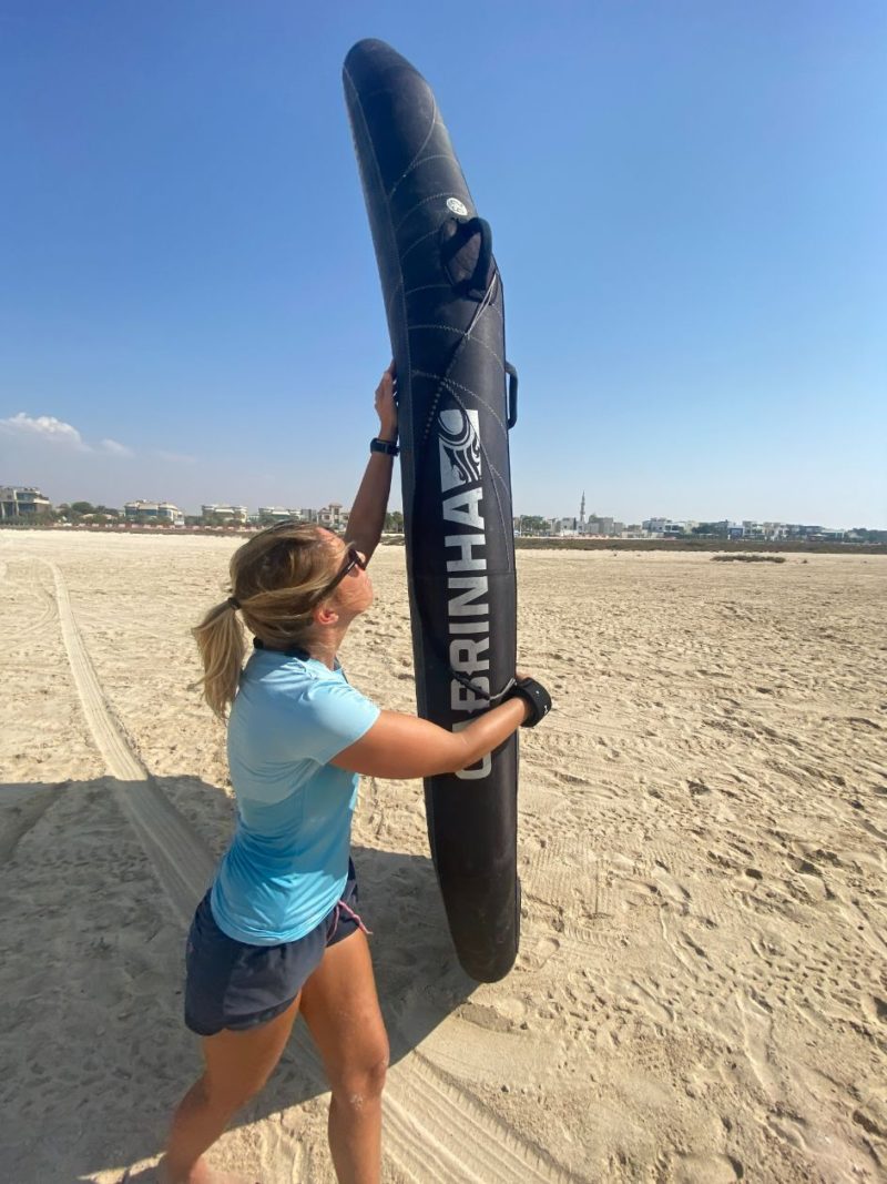 Flipping the wing on the beach Wing foil lessons in Dubai 