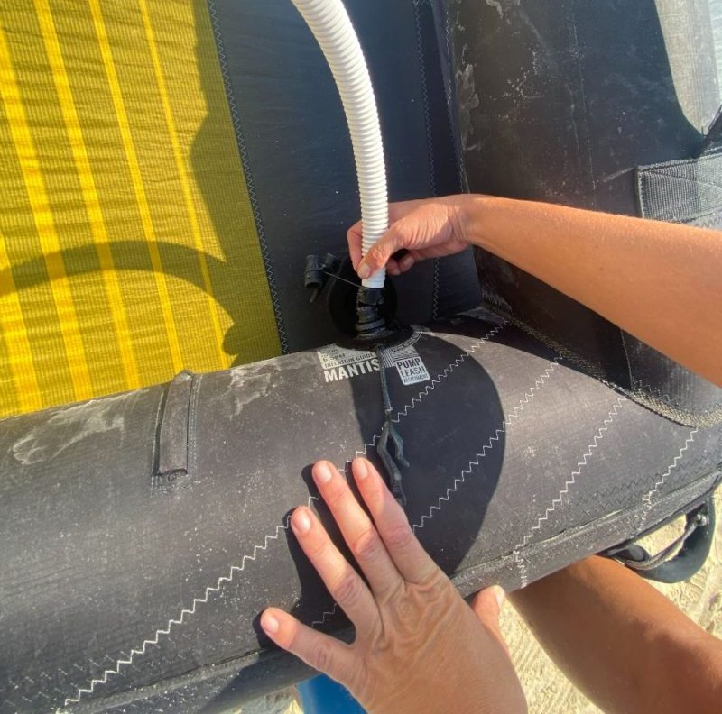 how to inflate the wing on the beach Wing foil lessons in Dubai 