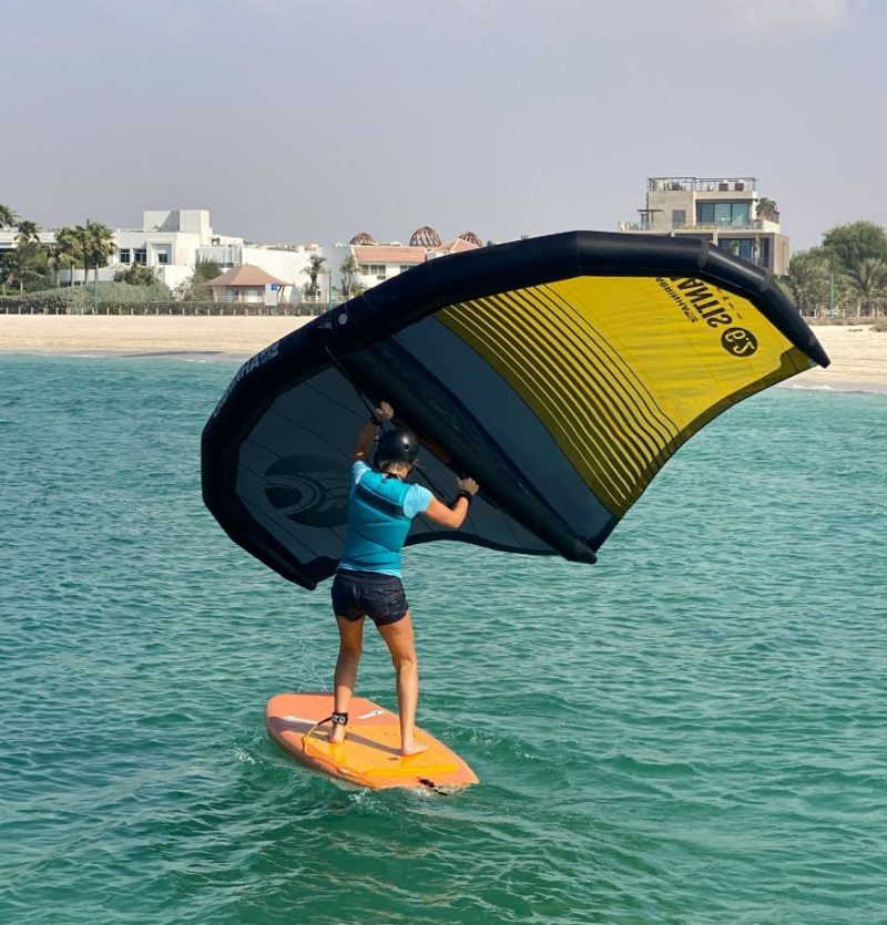 how to stand on wing surf board with wing surf lessons in Dubai