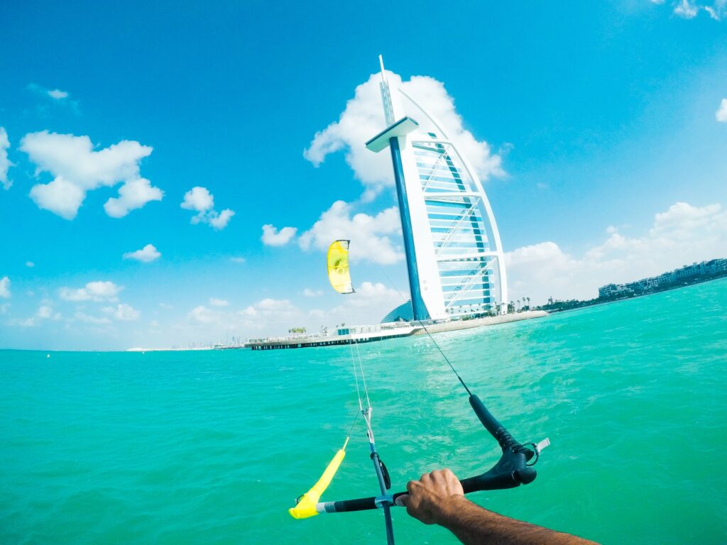 Kite surfing in Dubai by Burj Al Arab